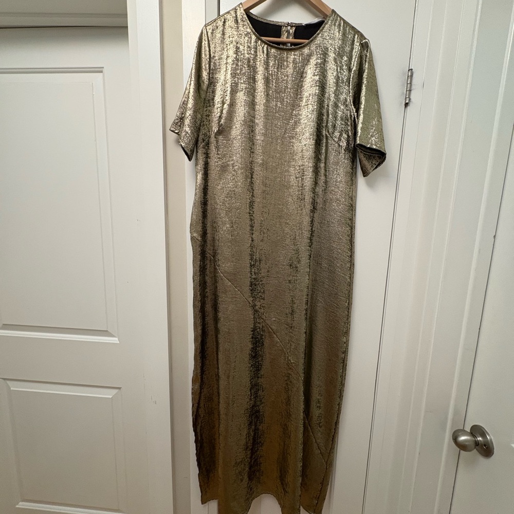 Simons Metallic Gold Maxi Dress